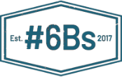 logo sticker for the men's mental health charity 6bs, with the words Est. 2007 and a hashtag #6Bs.